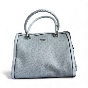 Women's Guess White & Gray Monogram Satchel One Size